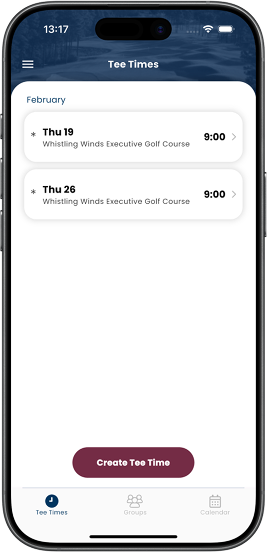 Linkster tee times screen